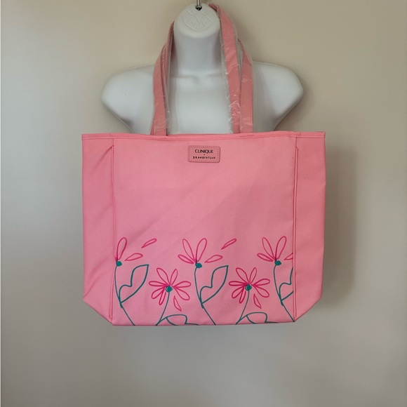 Clinique Handbags - Clinique Pink Floral Tote Bag - Beach Bag